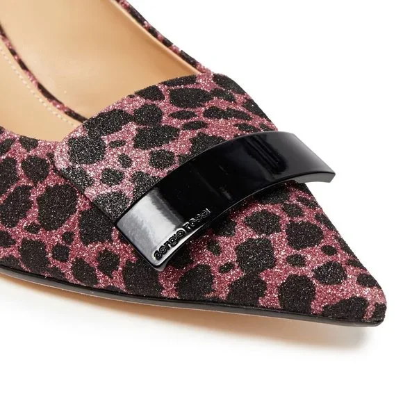 SERGIO ROSSI Heels SR1 Pink Leopard Kitten Heels Womens Size 6 - Picture 7 of 10